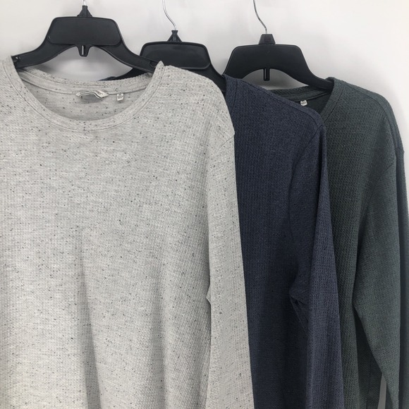 3 English Laundry Mens Stretch Long Sleeve Crewneck Waffle Knit XL Blue Gray Grn - Picture 1 of 11